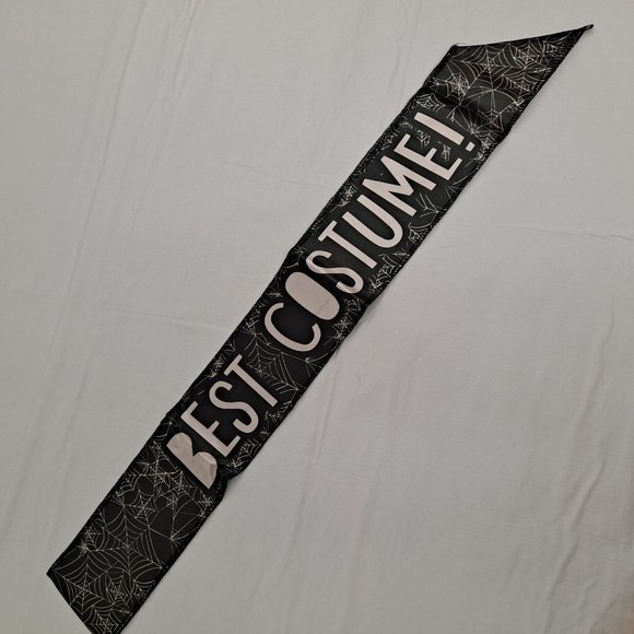 Halloween Best Costume Contest Award Sash Spiderweb black white One Size - Picture 1 of 7